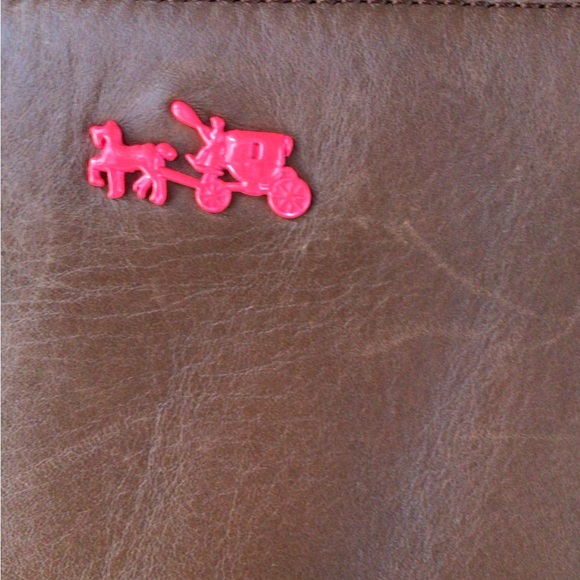 Coach Camel/Pink Leather Herald Kylie Crossbody Clutch Bag - Picture 3 of 5